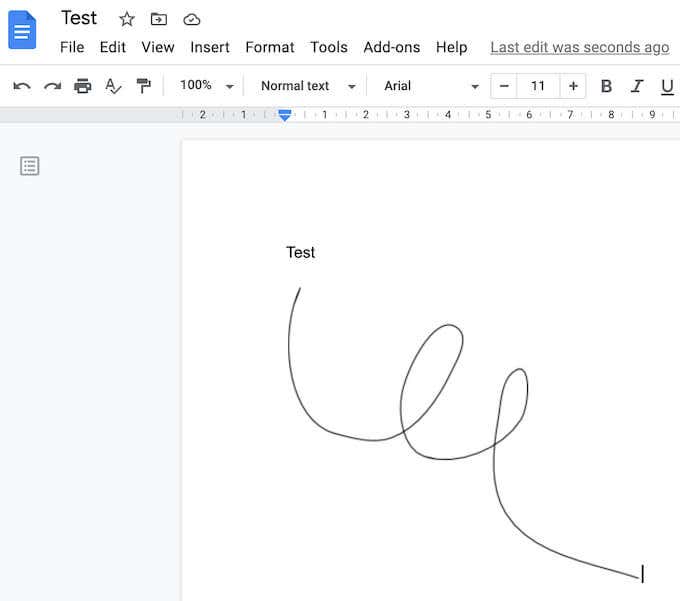 04_add-signature-to-google-doc - Online Tech Tips a scribble showing a test signature - 04_add-signature-to-google-doc