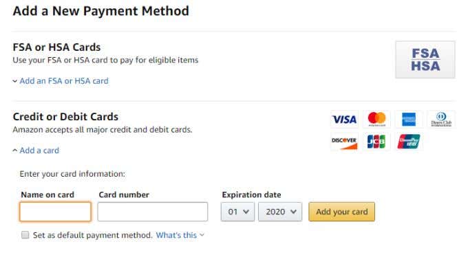 add-new-card - Online Tech Tips Add Your PayPal Cash Card to Amazon image 3 - add-new-card