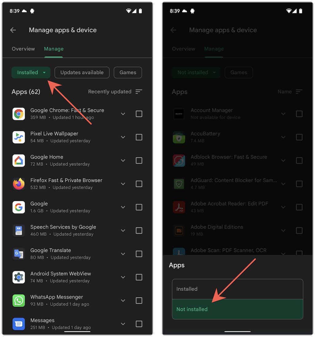 Steps to find and recover deleted apps in Android