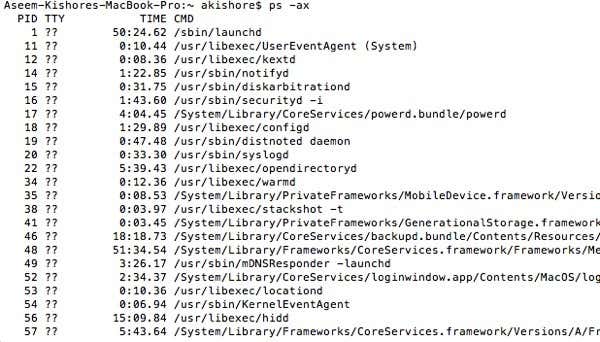 Ps command os x
