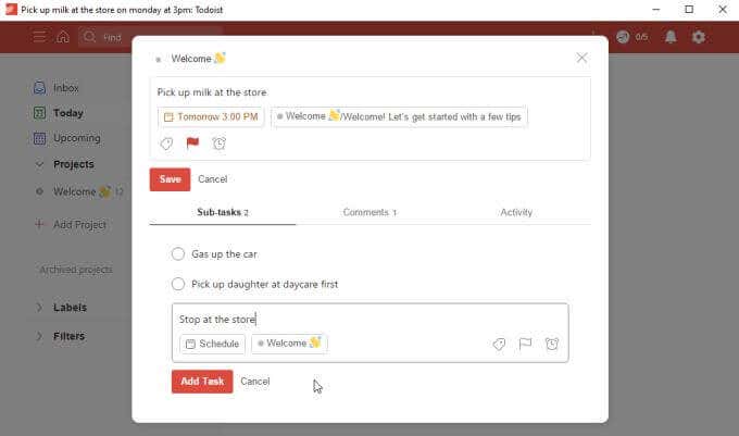 todoist-subtasks - Online Tech Tips Creating Tasks In TheToDoist Desktop App image 3 - todoist-subtasks