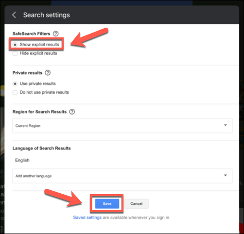 19-Google-App-iPad-SafeSearch-Save - Online Tech Tips Turning Off Google SafeSearch in the Google Search App on iPhone and iPad image 5 - 19-Google-App-iPad-SafeSearch-Save