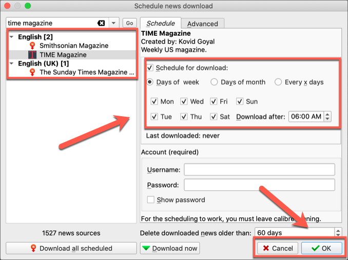 Calibre-Confirm-News - Online Tech Tips Accessing News and Magazines using Calibre image 2 - Calibre-Confirm-News