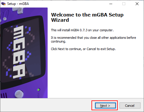 mGBA-Setup-Splash - Online Tech Tips Installing The mGBA Emulator image 2 - mGBA-Setup-Splash