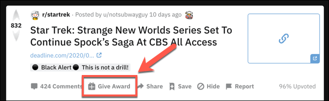 Reddit-Give-Award-Button - Online Tech Tips How to Gift Reddit Awards to Other Users image - Reddit-Give-Award-Button