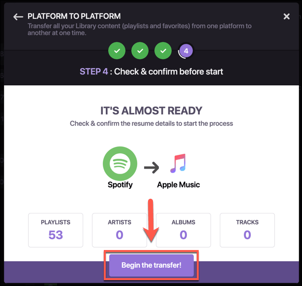Soundiiz-Begin-Transfer - Online Tech Tips Converting Spotify Playlists To Apple Music Online image 6 - Soundiiz-Begin-Transfer