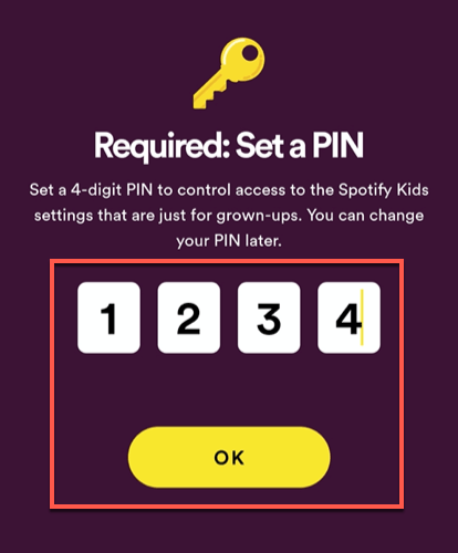 Spotify-Kids-Set-PIN - Online Tech Tips How To Create a Spotify For Kids Account image 3 - Spotify-Kids-Set-PIN
