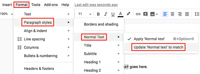 update-paragraph-style - Online Tech Tips Set a Newly Added Font Default In Google Docs image 2 - update-paragraph-style